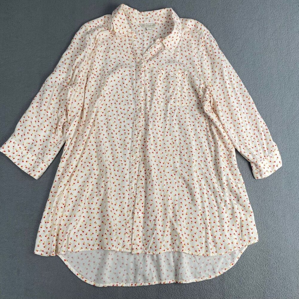 KC Khakis & Co ,Button Women's size XL Shirt  Long Sleeve Floral Lagenlook